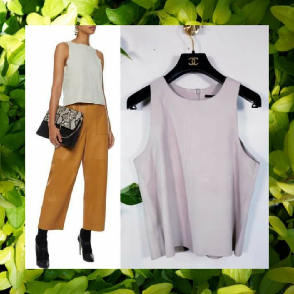 New $498 J BRAND 100% Lamb Suede Leather crop top - Picture 1 of 14
